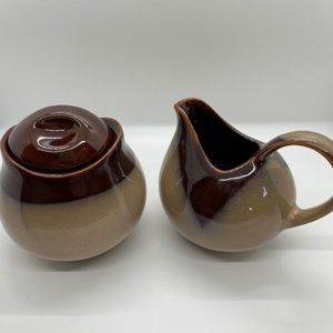 Vintage Sango Nova Rustic Brown Sugar Container and Creamer Set